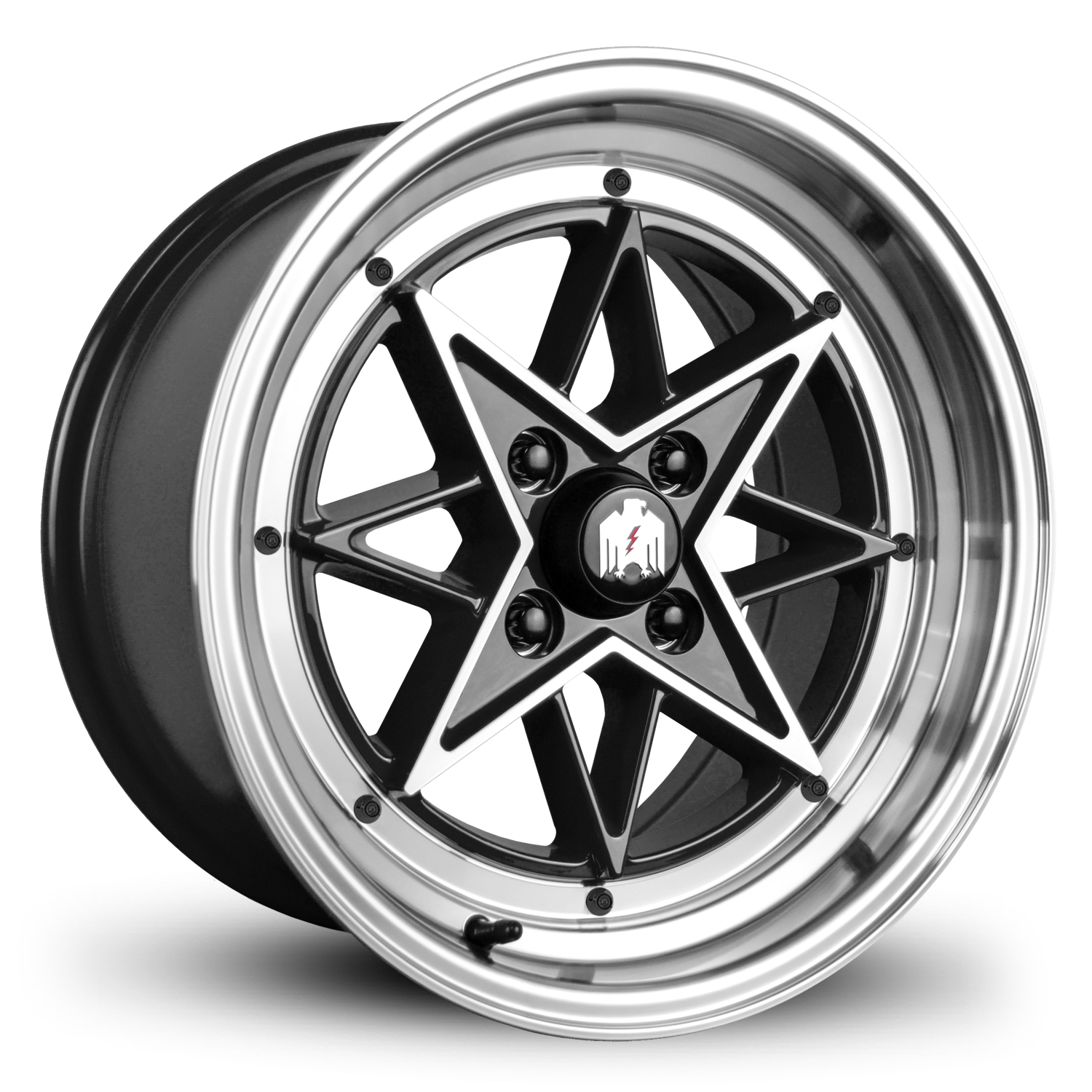 Klassik Rader RS-L RSL Black Machined JDM Japan Style Replica SSR Star Shark E90 BMW 3-Series, Acura Integra, Honda Civic, CRX, & FIT Black Rivets
