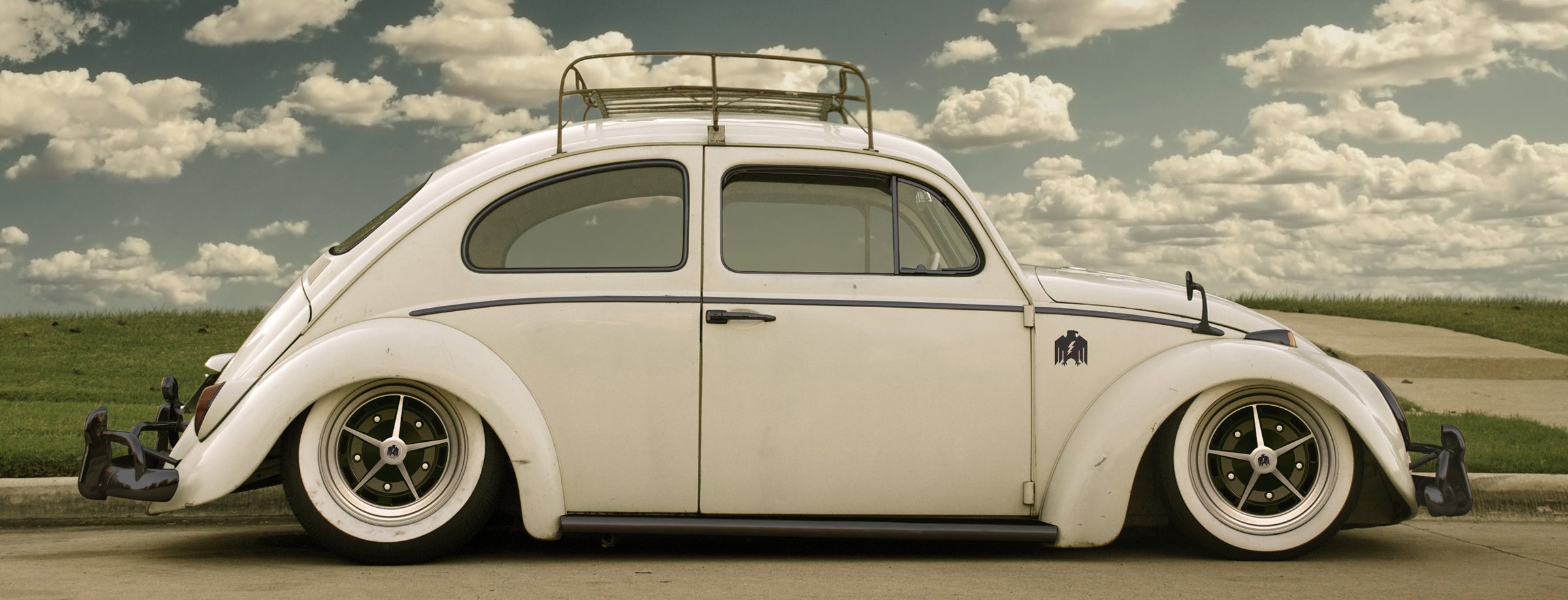 klassik rader wheels old white volkwagen beetle lowered with new kr rally wheels