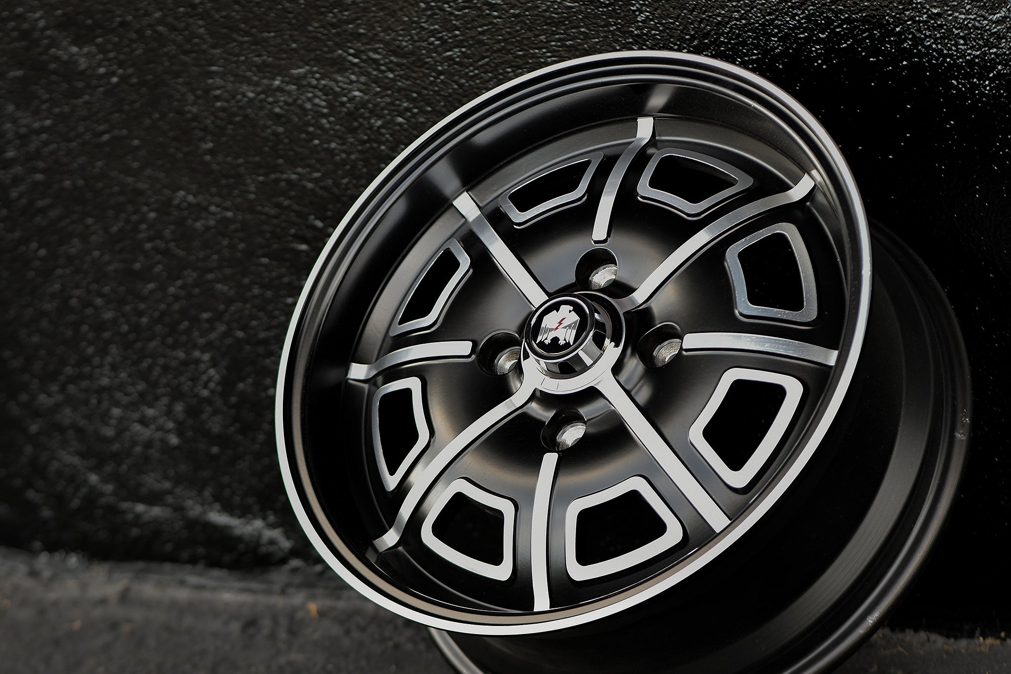 Klassik Rader Classic Car Wheels Porsche 914 Pedrini Wheels | Satin Black machined spokes machined windows & lip edge on pavement