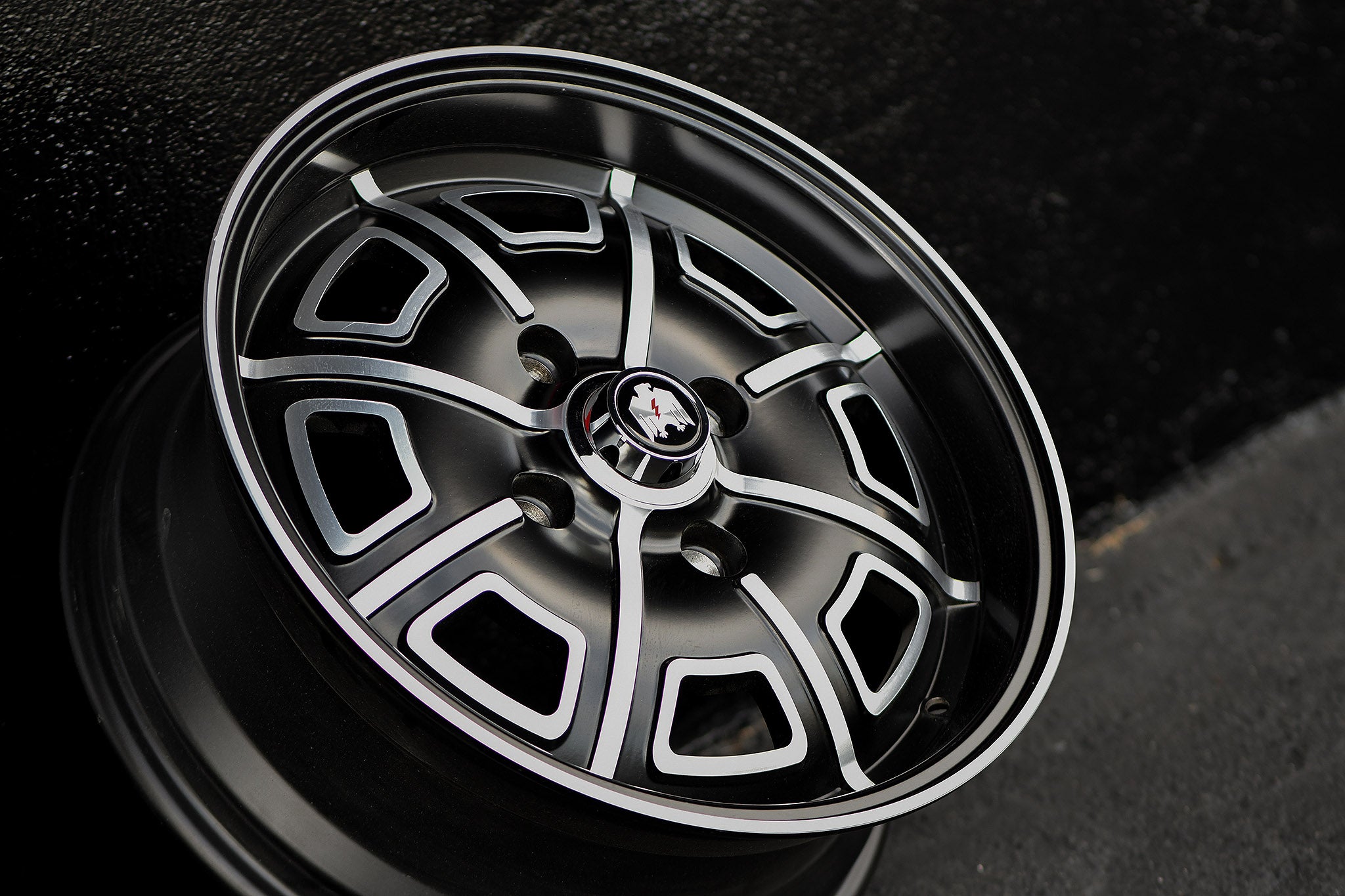 Klassik Rader Classic Car Wheels Porsche 914 Pedrini Wheels | Satin Black machined spokes machined windows & lip edge on pavement