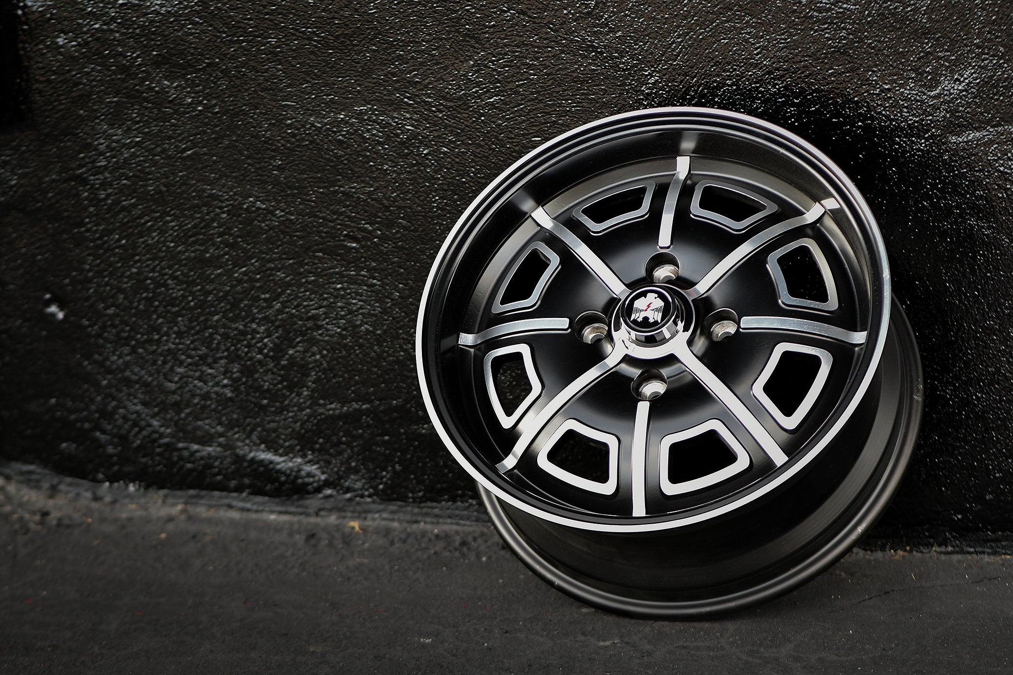 Klassik Rader Classic Car Wheels Porsche 914 Pedrini Wheels | Satin Black machined spokes machined windows & lip edge on pavement