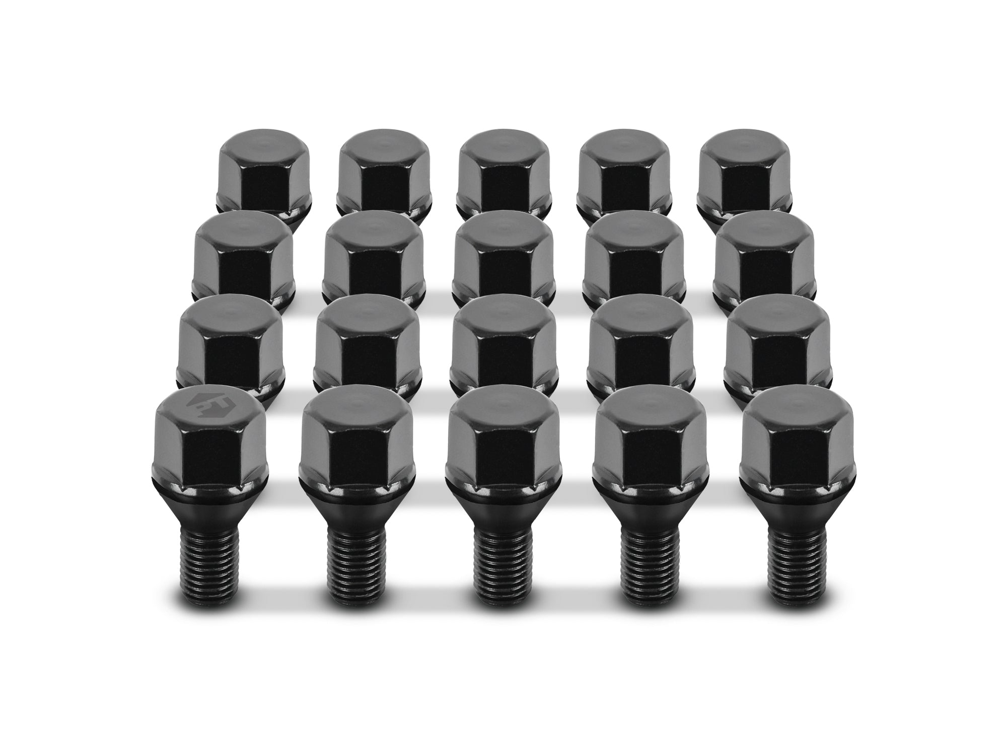 Perfectly Tight Short Thread Lug Bolt 20pc kit 12mm x 1.5mm & 14mm x 1.5mm in Black for Classic Volkswagen & Porsche for use on Alloy Wheels